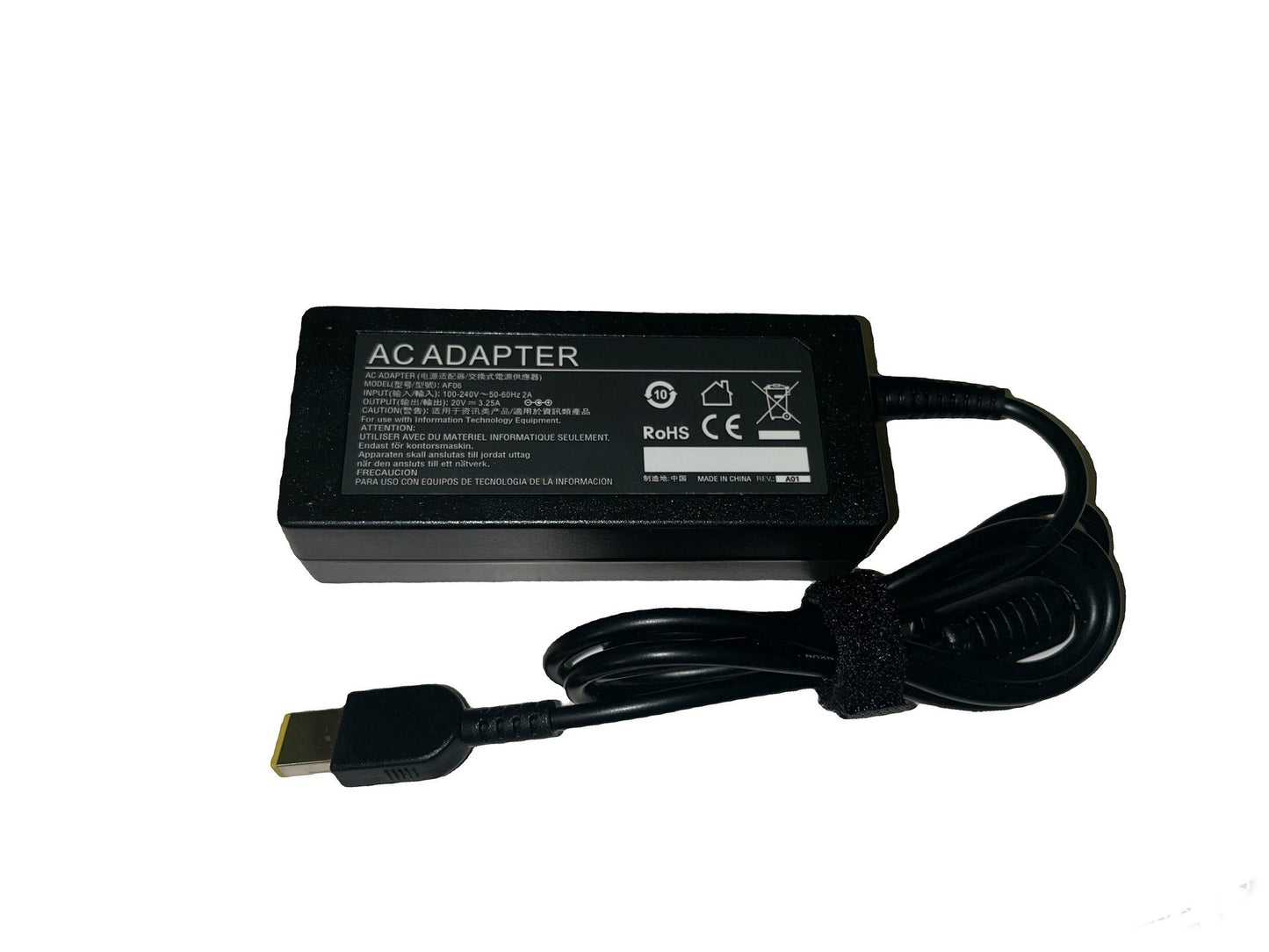 Lenovo 20V 3.25A 65W Square Tip Power Adapter - Compatible with Various Lenovo Models