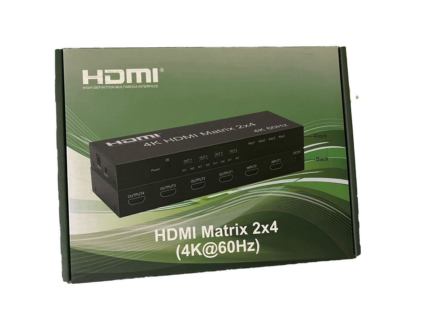 HDMI Matrix 2x4 - 4K 60Hz Switcher and Splitter for Seamless Multi-Device Connectivity