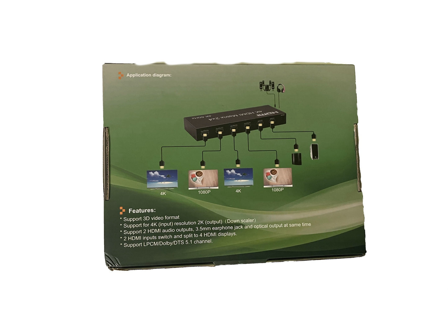 HDMI Matrix 2x4 - 4K 60Hz Switcher and Splitter for Seamless Multi-Device Connectivity