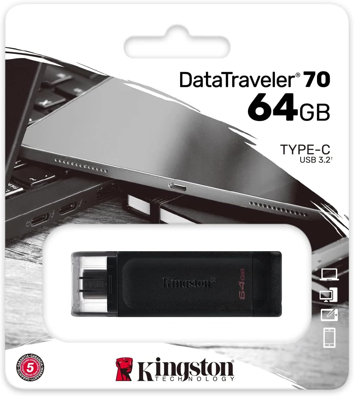 Kingston DataTraveler 70 64GB USB-C Flash Drive with USB 3.2 Gen 1 Speeds