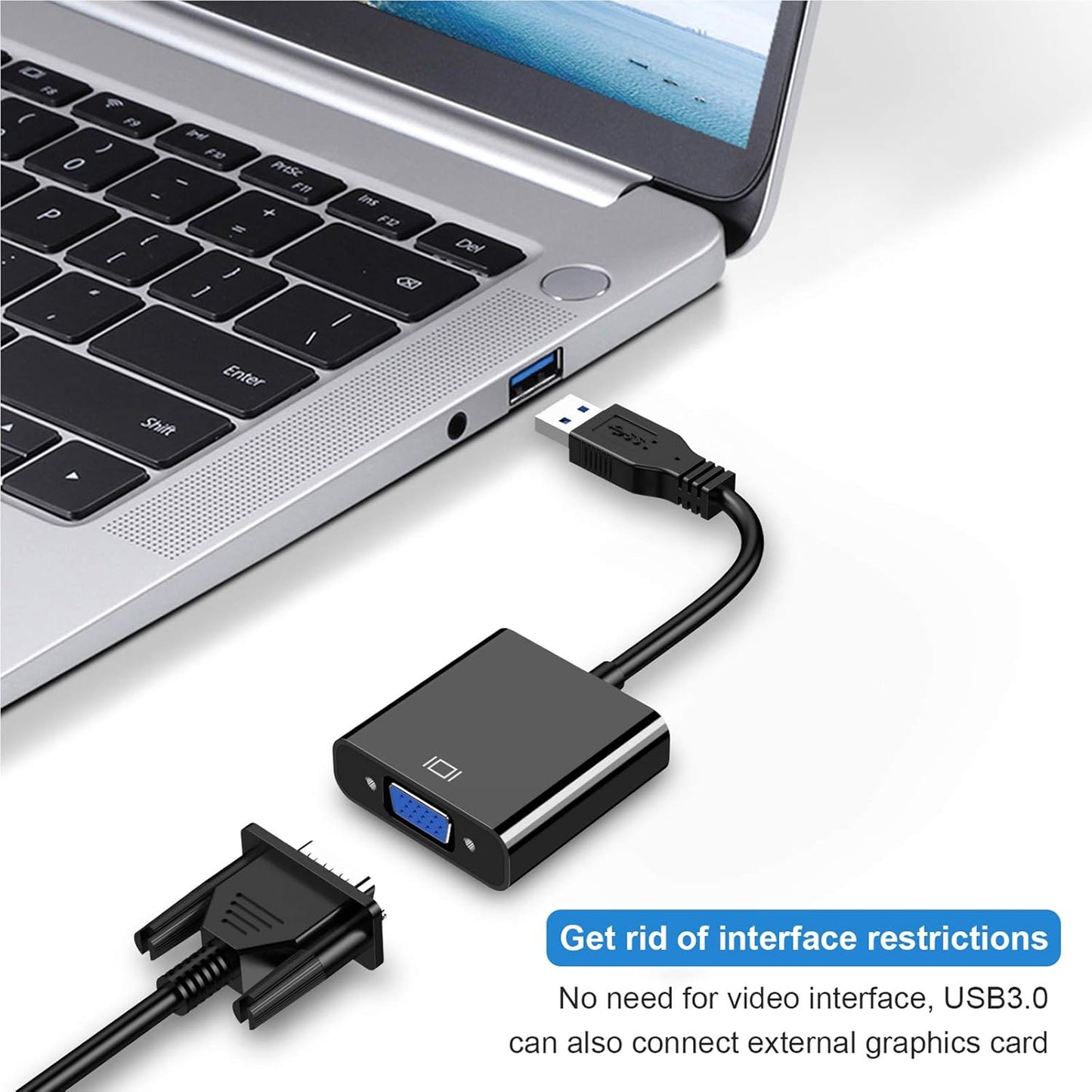 USB 3.0 to VGA Adapter - High-Speed Video Conversion for Monitors and Projectors