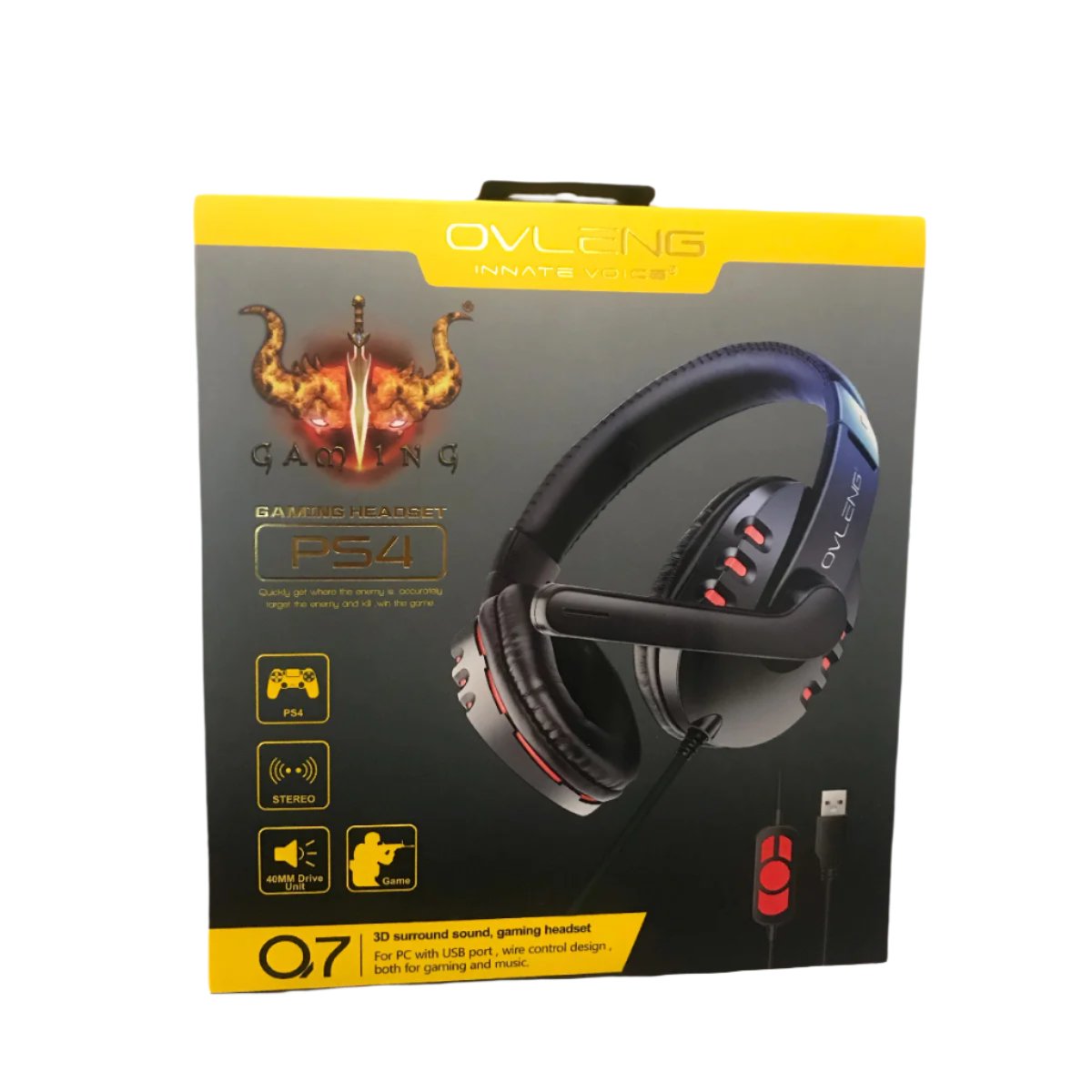 OVLENG Q7 Gaming Headset for PC - 3D Surround Sound & Noise-Cancelling Mic