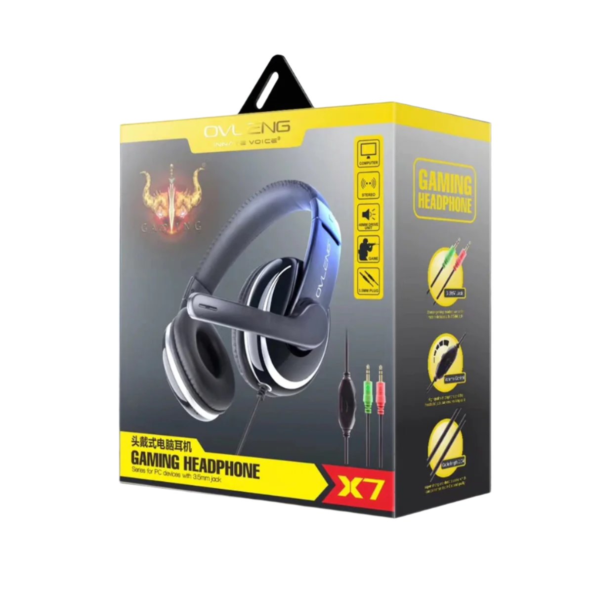 OVLENG X7 Gaming Headset - Noise-Cancelling Earpads & 120° Adjustable Mic