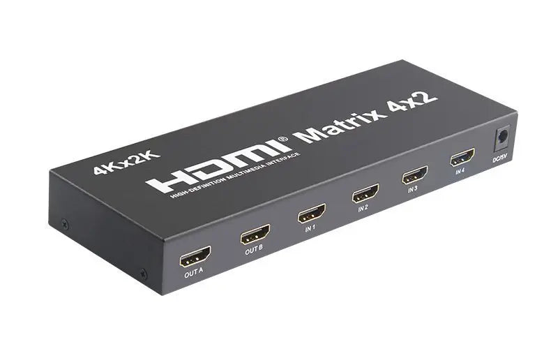 HDMI Matrix 2x4 - 4K 60Hz Switcher and Splitter for Seamless Multi-Device Connectivity