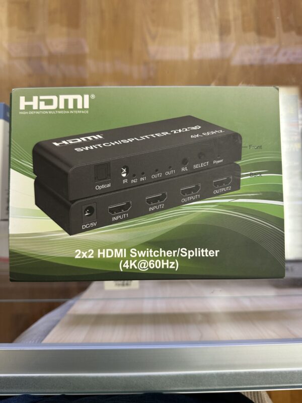 2X2 HDMI Ver 2.0 4K True Matrix Switch Splitter 2 In 2 Out Display W/ Remote