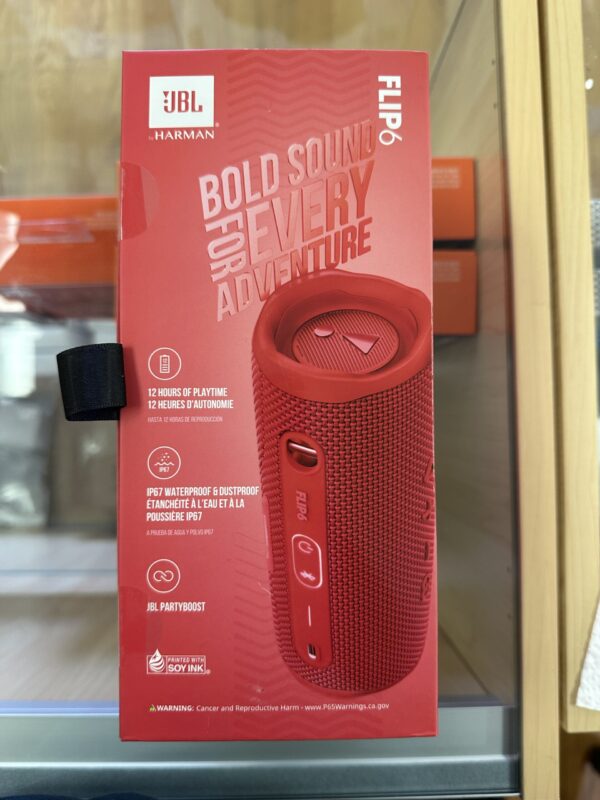 JBL Flip 6 - Portable Bluetooth Speaker with 12 Hours of Playtime, Powerful Sound, IP67 Waterproof and Dustproof, JBL PartyBoost for Multiple Speaker Pairing - Red - Image 2