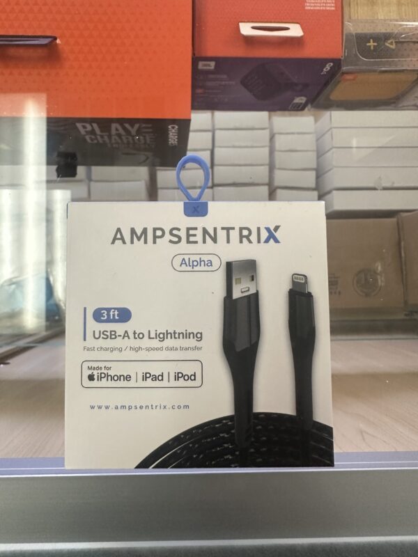 3 ft Non-MFI USB Type A To Lightning Cable (AmpSentrix) (Infinity) (Black)