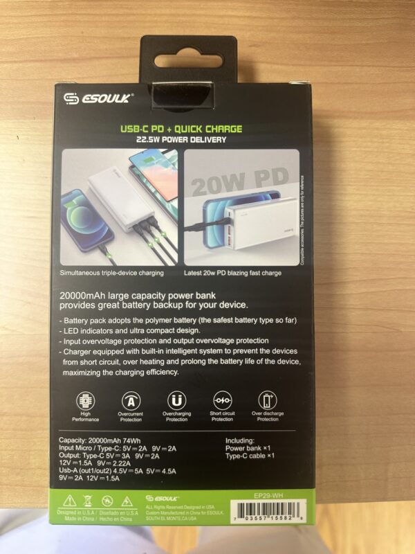 Esoulk Power Bank 20,000MAH - Image 2