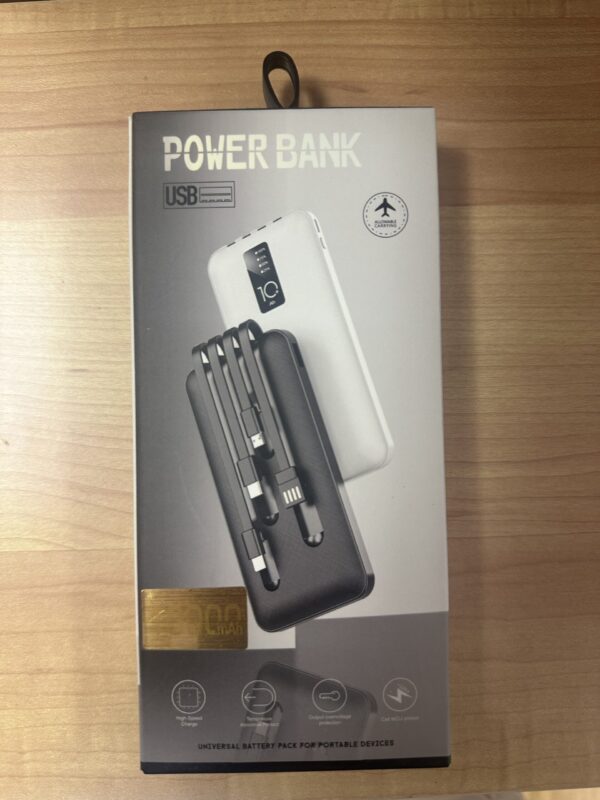 Universal Power Bank 10,000 MAH with Cables Included