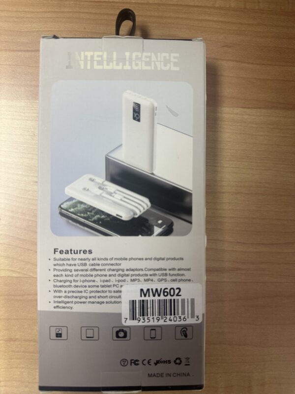 Universal Power Bank 10,000 MAH with Cables Included - Image 2