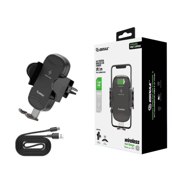 Esoulk Wireless Fast Car Charger with 360-degree rotation