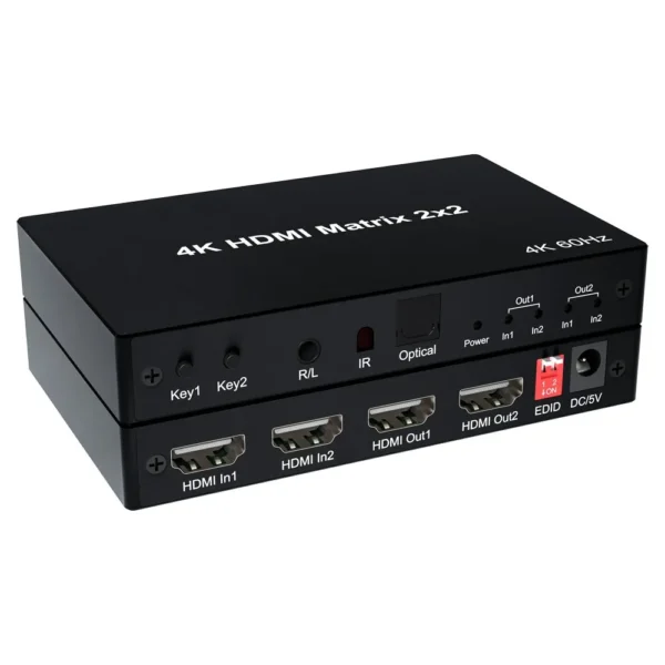 2X2 HDMI Ver 2.0 4K True Matrix Switch Splitter 2 In 2 Out Display W/ Remote - Image 2